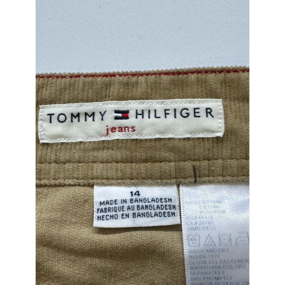 Tommy Hilfiger Jeans Corduroy Snap Front Mini Skirt Sz 14 Beige Utility Skirt - Picture 7 of 8